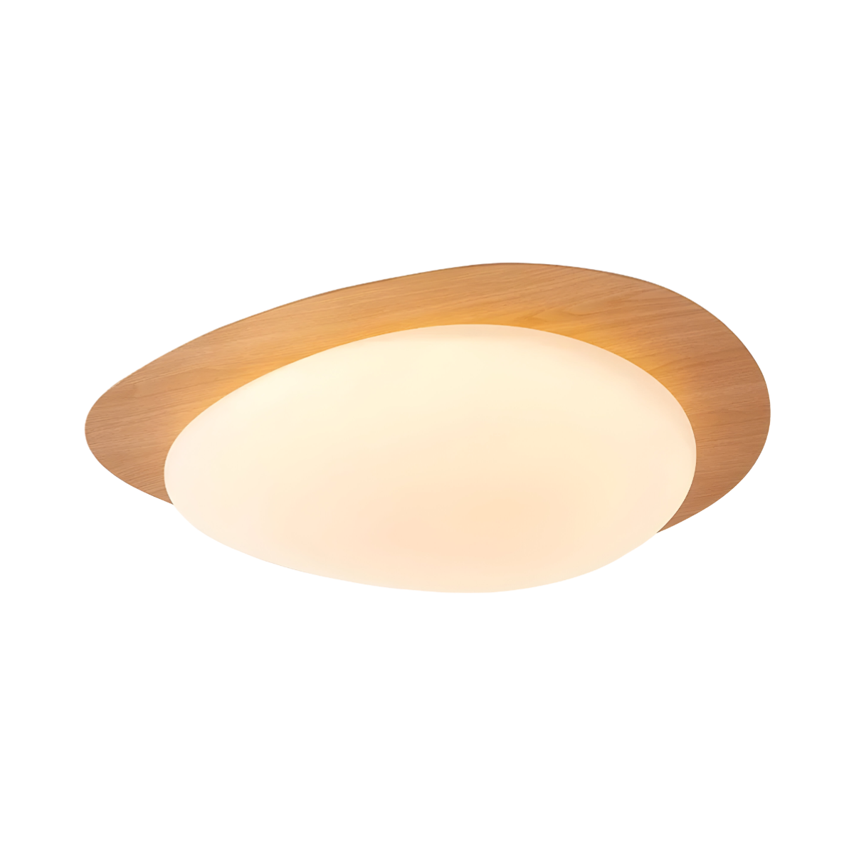 Luminária Plafon Moderna Minimalista LED Madeira Voggi - Ø30cm / Carvalho / Madeira e Acrílico / Branco Quente (3000K)