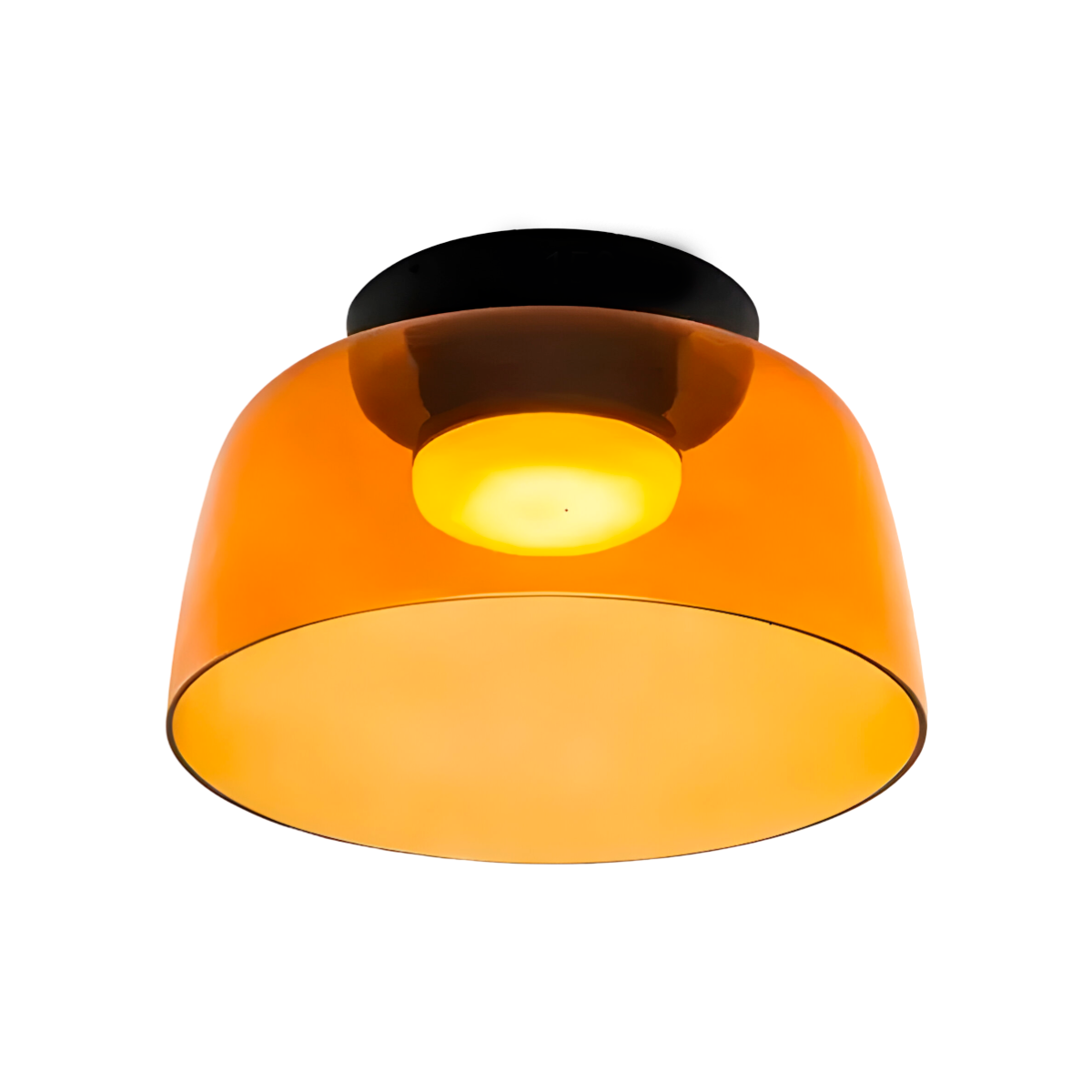 Luminária Plafon Moderna Minimalista LED Vidro Gipsy - Ø32x16cm / Laranja / Branco Quente (3000K)