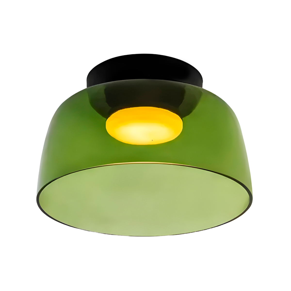 Luminária Plafon Moderna Minimalista LED Vidro Gipsy - Ø32x16cm / Verde / Branco Quente (3000K)