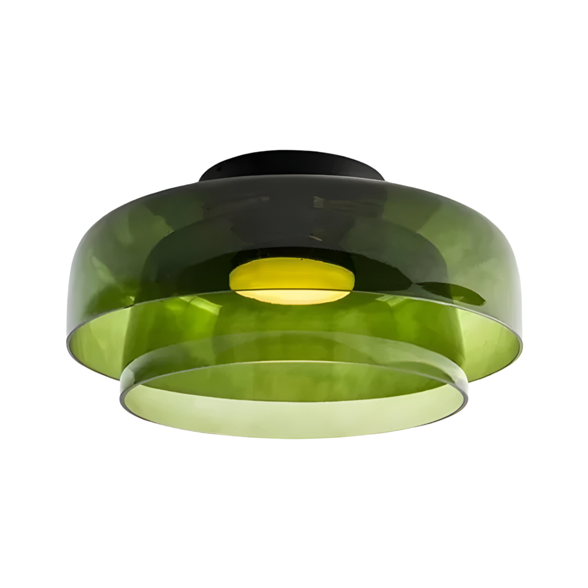 Luminária Plafon Moderna Minimalista LED Vidro Gipsy - Ø42x18cm / Verde / Branco Quente (3000K)