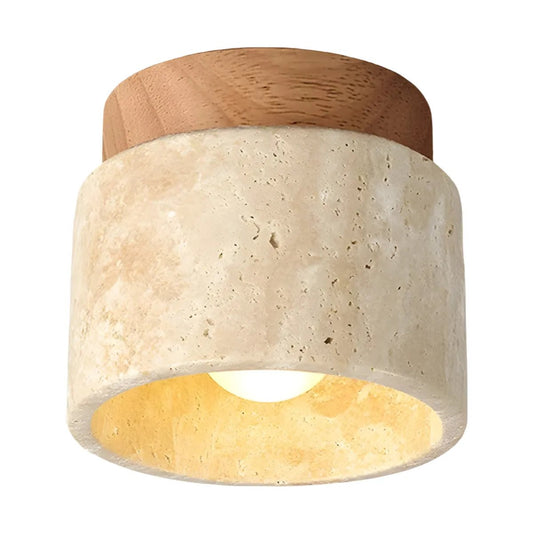 Luminária Plafon Moderna Minimalista Madeira Mármore Travertino Kobe - ORNE™ — decor studio