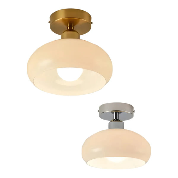 Luminária Plafon Moderna Minimalista Metal Vidro Cream - ORNE™ — decor studio