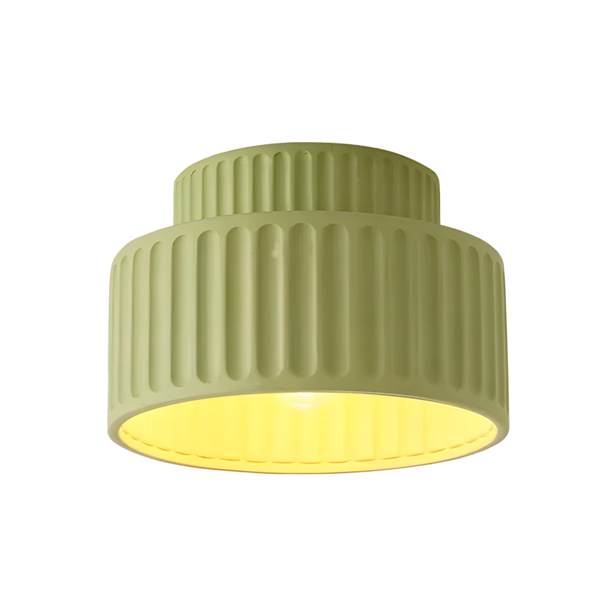 Luminária Plafon Moderna Minimalista Resina Ellu - Verde / Branco Quente (3000K)