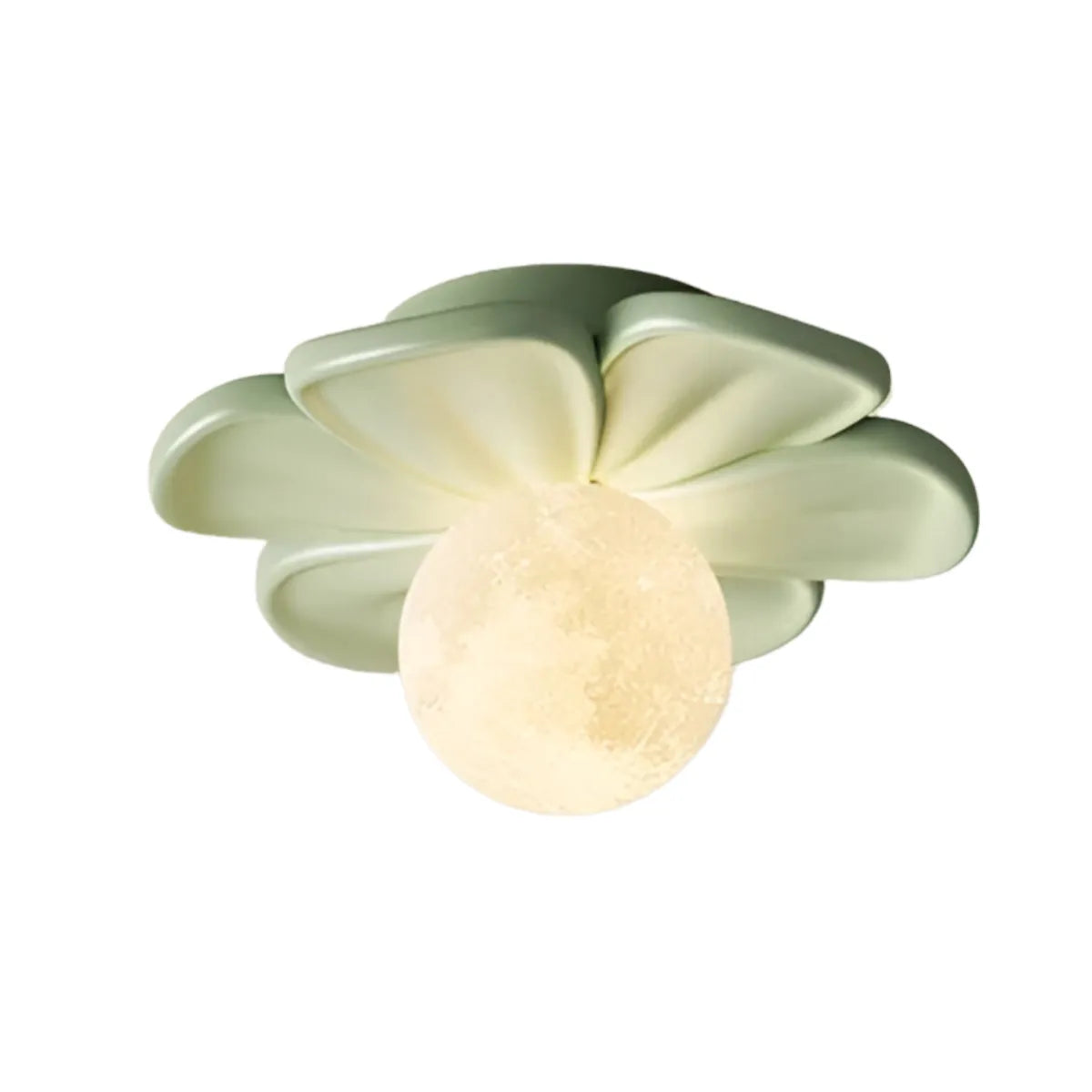 Luminária Plafon Moderna Minimalista Resina Flower - Ø18cm / Verde / Branco Quente (3000K)