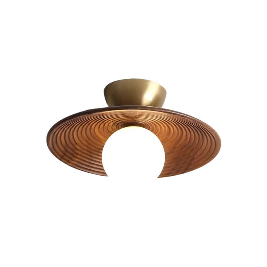 Luminária Plafon Moderna Minimalista Rústica Madeira Globo Bola Vidro Zavi - ORNE™ — decor studio