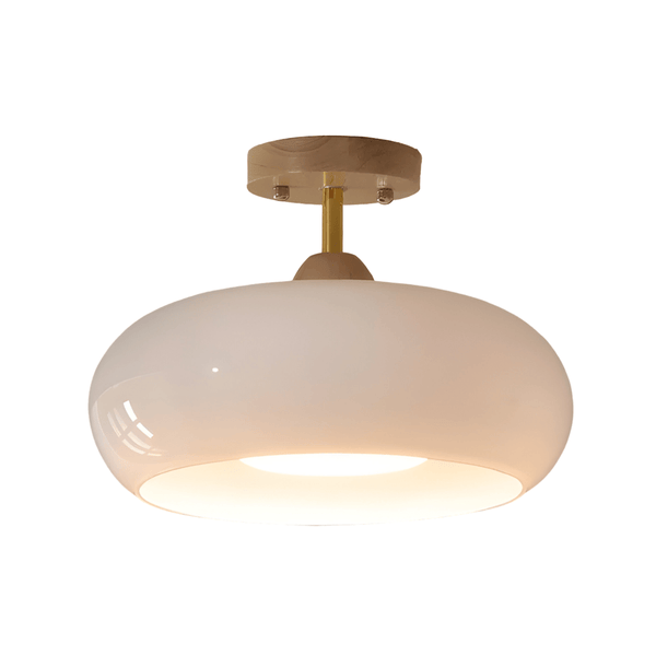 Luminária Plafon Moderna Minimalista Vidro Madeira Domihi - ORNE™ — decor studio