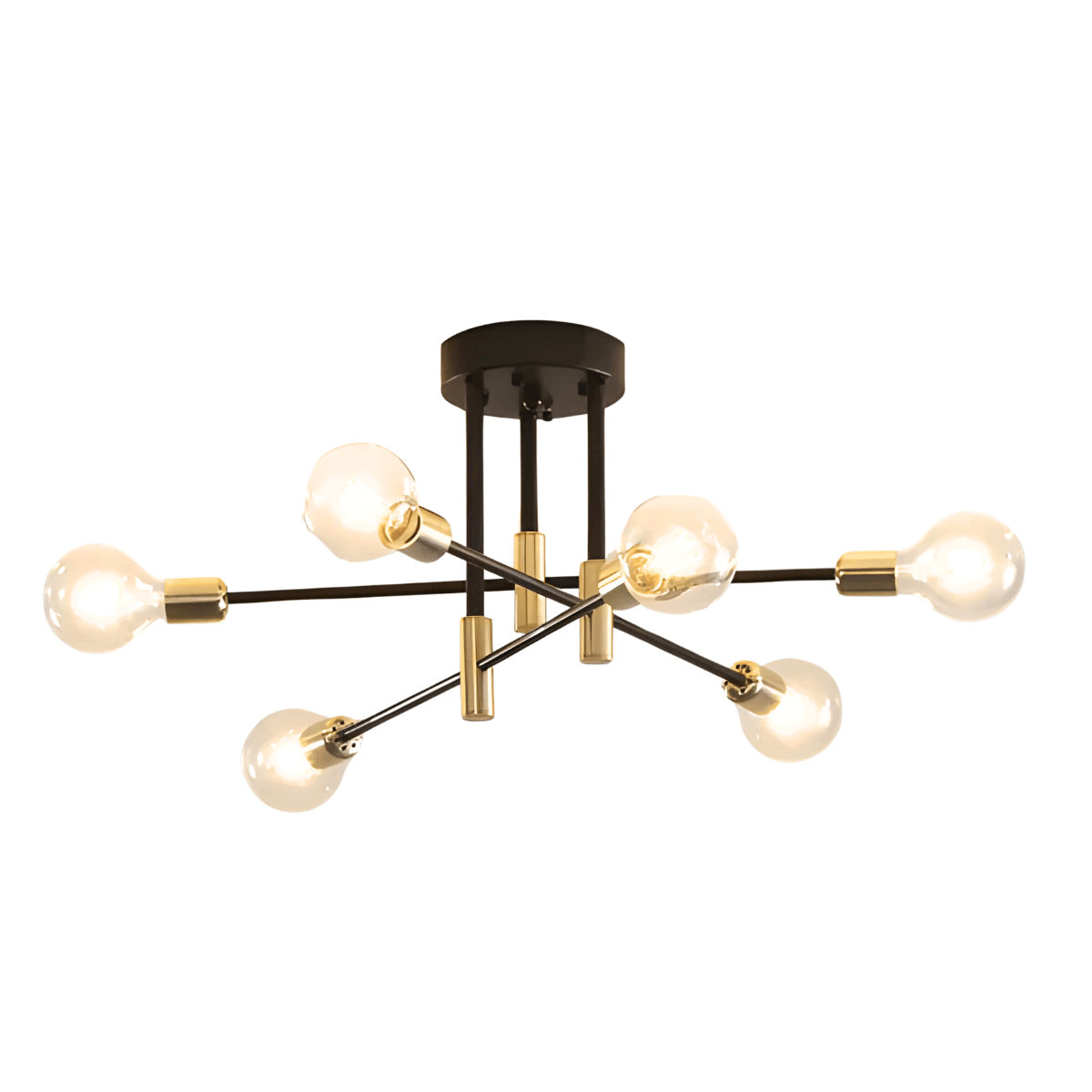 Luminária Plafon Moderno Minimalista Sputnik Martin - 6 lâmpadas / Preto e Dourado