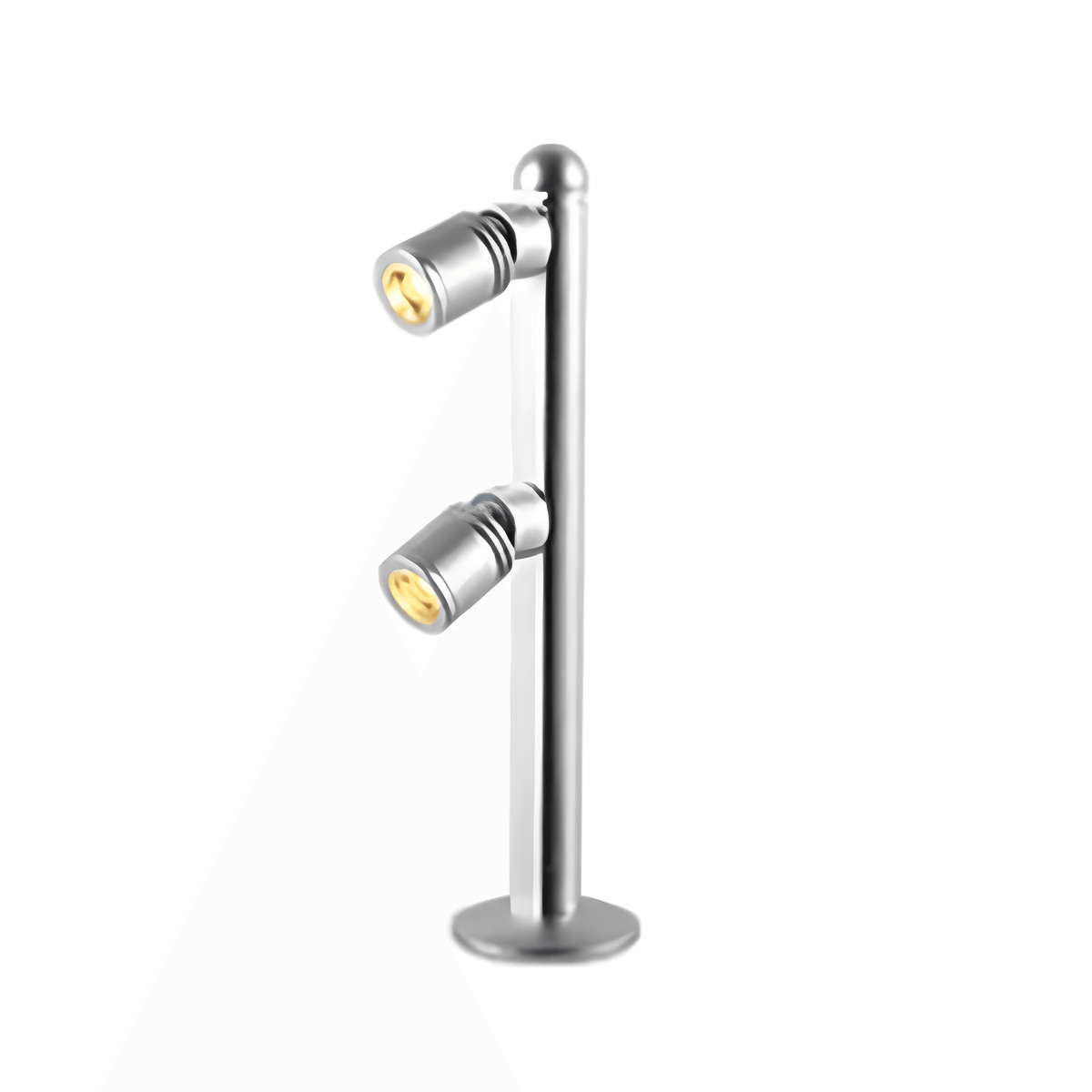 Luminária Poste de Luz Interno Regulável Direcionável Articulado Metal LED Foccus - Prata / 2W / 17,5cm / Branco Quente (3000K) | 12v