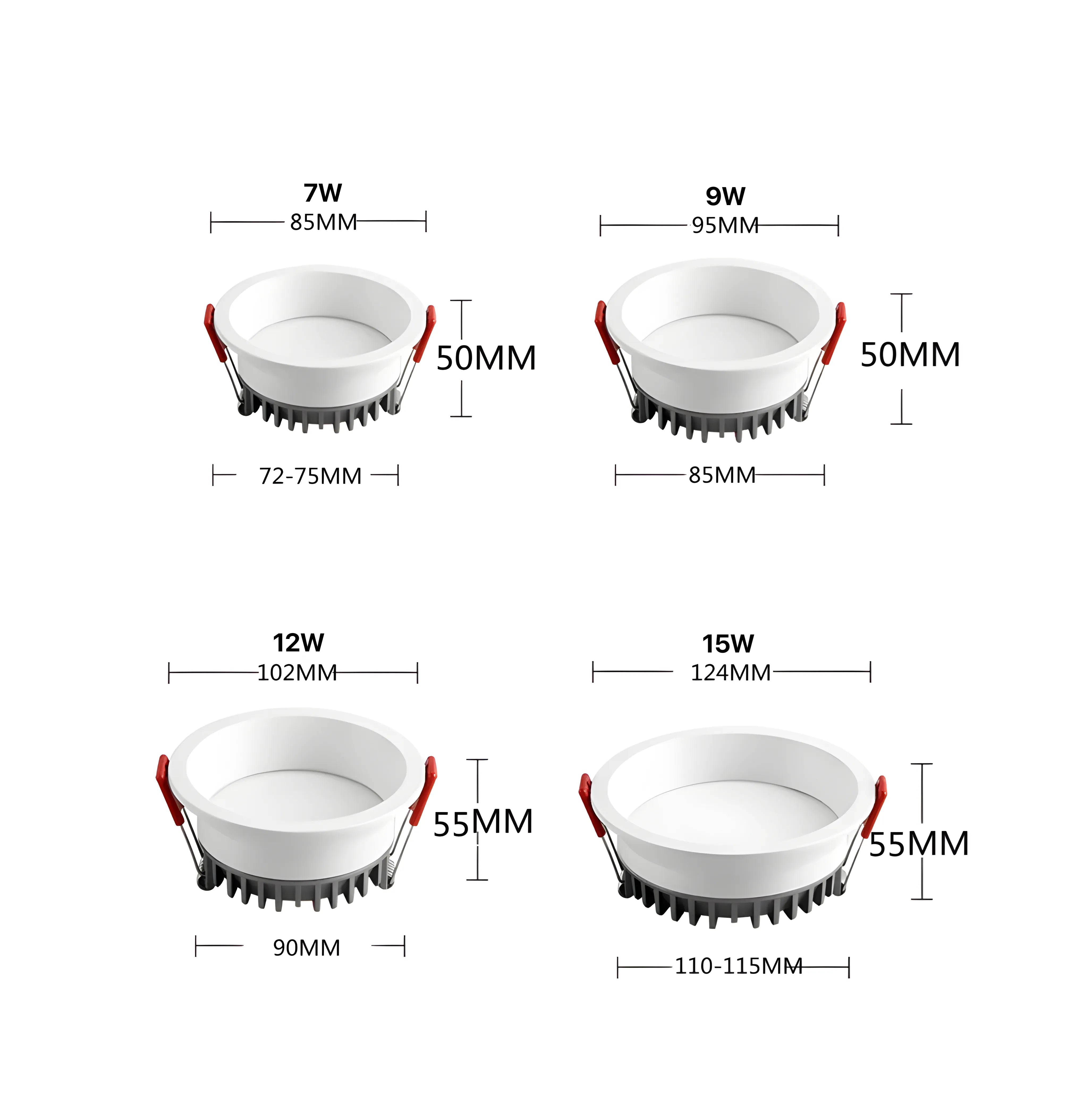 Luminária Spot Embutir Moderno Minimalista LED Difuso Preg - Preto / Branco Frio (6000K) / 7W