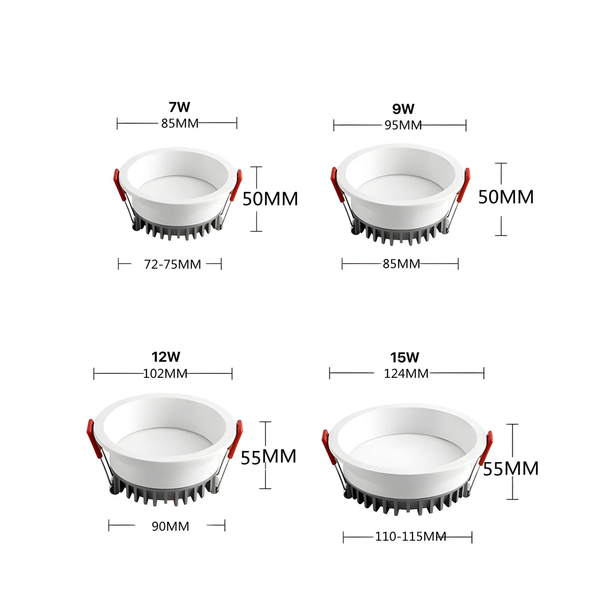 Luminária Spot Embutir Moderno Minimalista LED Difuso Preg - Preto / Branco Frio (6000K) / 7W