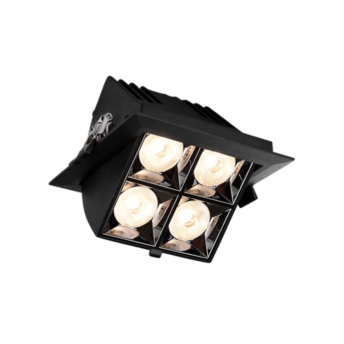 Luminária Spot Embutir Quadrado Antiofuscante Direcionável LED Kaid - Preto / Branco Quente (3000K)