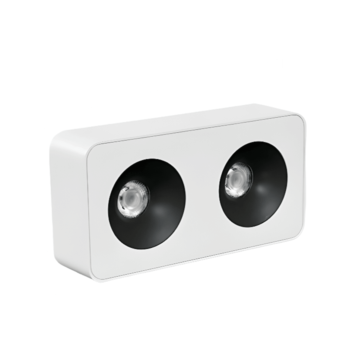 Luminária Spot Sobrepor Moderno Minimalista Retangular Recuado Antiofuscante LED Donni - Preto e Branco / Branco Quente (3000K) / 2x7W