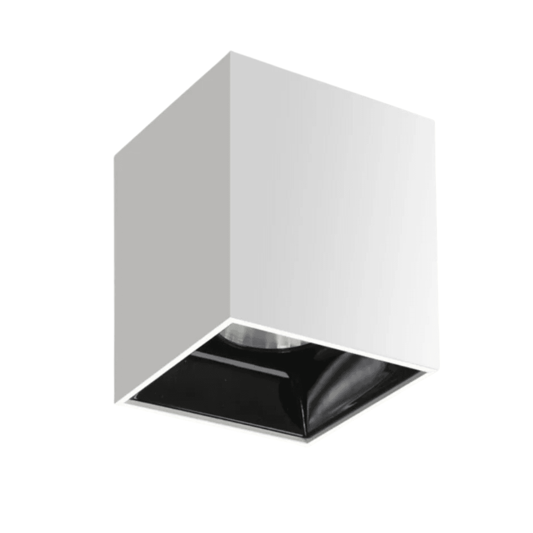 Luminária Spot Sobrepor Moderno Quadrado Recuado Anti-Glare LED Bolt - Preto e Branco / 7W / Branco Quente (3000K)