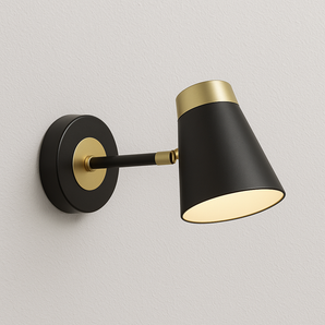 Luminária Arandela Moderna Minimalista Metal Articulada Fuze - Preto e Dourado / Metal / Branco Quente (2700-3500K) - ORNE™
