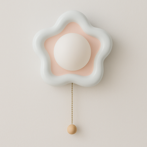 Luminária Arandela Moderna Infantil Vidro Cerâmica Star Flower - Azul e Rosa / Corda / Branco Quente (3000K) - ORNE™