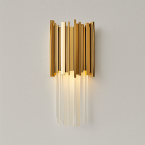 Luminária Arandela Moderna Minimalista Cristal Boreal - A / Ø20x45cm / Dourado e Incolor / Cristal e Alumínio - ORNE™