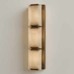 Luminária Arandela Moderna Minimalista Cristal Viscose - 3 Lâmpadas / Dourado / Mármore e Alumínio - ORNE™