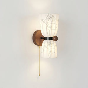 Luminária Arandela Moderna Minimalista Madeira Nogueira Tecido Dunedin — ORNE