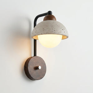 Luminária Arandela Moderna Minimalista Madeira Pedra Metal Vidro Seixo — ORNE