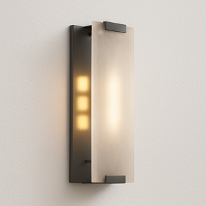 Luminária Arandela Moderna Minimalista Mármore Cascalie - 15x27cm / Preto / Mármore e Latão - ORNE™
