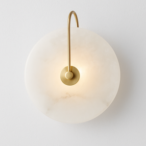 Luminária Arandela Moderna Minimalista Metal Mármore LED Stone - Ø16cm / Dourado / Branco Quente (3000K) - ORNE™