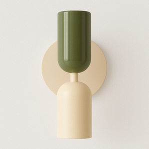 Luminária Arandela Moderna Minimalista Retrô Metal Dust - Verde e Bege / Branco Quente (3000K) - ORNE™