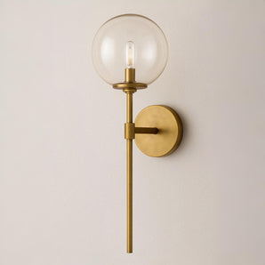 Luminária Arandela Moderna Minimalista Metal Vidro Sia Lux - Dourado / Ø15x51cm - ORNE™