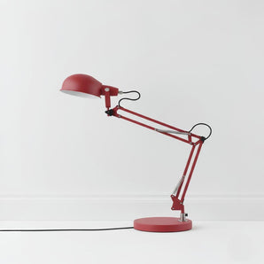 Luminária de Mesa Abajur Articulado Industrial Retrô Vintage Metal Vermelho Vomero — ORNE