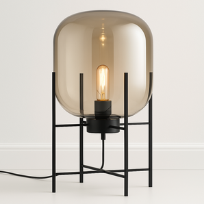 Luminária de Mesa Abajur Moderna Minimalista Vidro Bloom - Metal / Incolor / Ø25cm - ORNE™