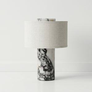 Luminária de Mesa Abajur Moderno Minimalista Mármore Calacatta Tecido LED Mandeville — ORNE