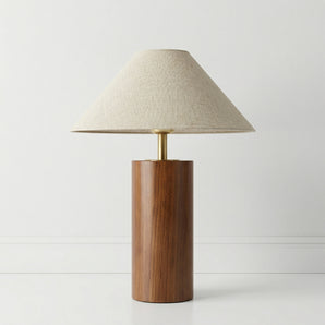 Luminária de Mesa Abajur Moderno Minimalista Madeira Tecido Piemonte — ORNE