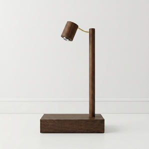 Luminária de Mesa Abajur Recarregável Moderno Minimalista Rústico Madeira Nogueira Metal LED Acácia — ORNE
