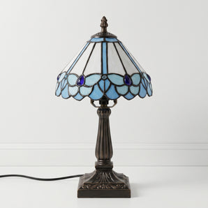 Luminária de Mesa Tiffany Retrô Minimalista Resina Vidro Metal Damansara — ORNE
