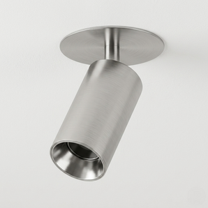 Luminária de Teto Plafon Embutir Redondo Direcionável Moderno Minimalista Metal Prata LED Burg — ORNE