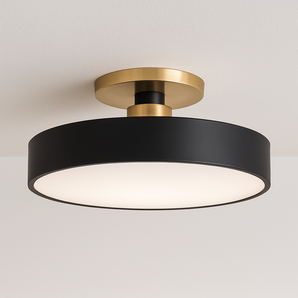 Luminária Plafon Moderna Minimalista LED Metal Acrílico Alure - Preto / Branco Quente (3000K) / Ø23cm / 12W - ORNE™