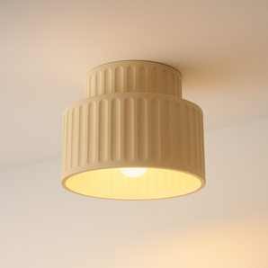 Luminária Plafon Moderna Minimalista Resina Ellu - Bege / Branco Quente (3000K) - ORNE™