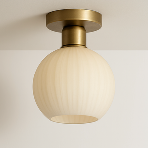 Luminária Plafon Moderna Minimalista Metal Vidro Happan - Ø20x26cm - ORNE™
