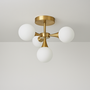 Luminária de Teto Plafon Sobrepor Sputnik Moderno Minimalista Vidro Metal Globos Onrio