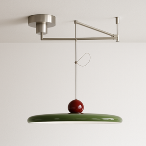 Luminária Pendente Moderna Minimalista Articulada LED Metal Acrílico Tauá - Verde e Vermelho - ORNE™