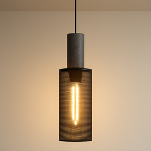 Luminária Pendente Moderna Industrial Metal Granilite Aramado Razzi - Ø10x35cm - ORNE™