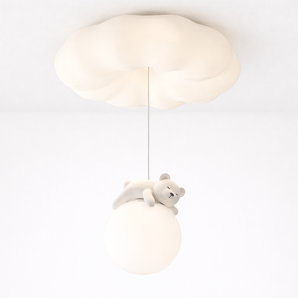 Luminária Pendente Infantil Minimalista Resina Vidro Globo Branco LED Betti