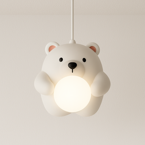 Luminária Pendente Moderna Infantil Resina Funny Kids - Urso / Branco Quente (3000K) - ORNE™