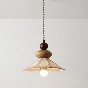 Luminária Pendente Moderna Minimalista Madeira Tecido Raub — ORNE