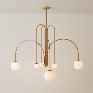 Luminária Pendente Moderna Clássica Bolas Globos Vidro Fash - Dourado / Ø100cm - ORNE™