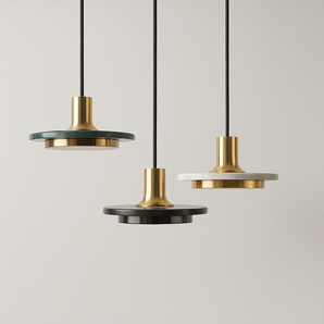 Luminária Pendente Minimalista Moderna Mármore Plate - Preto - ORNE™