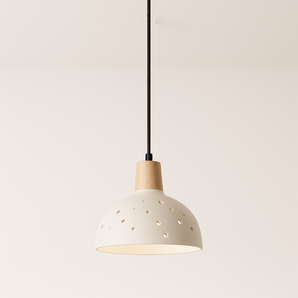 Luminária Pendente Moderno Minimalista Madeira Cerâmica Libraz