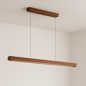 Luminária Pendente Moderna Minimalista LED Madeira Falcari - 80cm / Branco Quente (3000K) - ORNE™