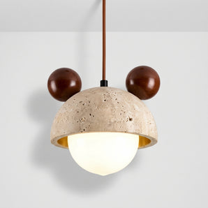 Luminária Pendente Moderno Minimalista Mármore Travertino Madeira Globo Bologna — ORNE