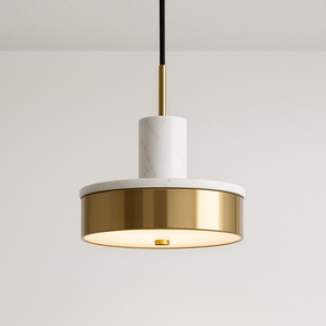 Luminária Pendente Moderno Minimalista Burke - Dourado e Branco - ORNE™