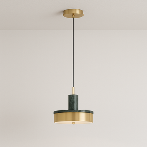 Luminária Pendente Moderna Minimalista Metal Mármore Rayo - Verde / Branco Quente (3000K) - ORNE™